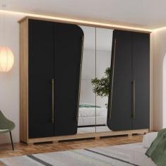 Imagem de Guarda-Roupa Casal 6 Portas 6 Gavetas Dubai Jequitibá/Preto