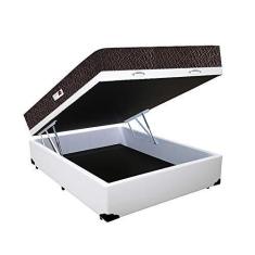 Imagem de Cama Box Baú Casal Colchão Top Line Mola Bonnel + Box Sintético Branco Serra Negra 66X138X188