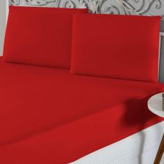 Imagem de Jogo De Lençol Queen Malha 100% Algodão 3 Peças Cor Vermelho