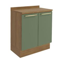 Imagem de Balcão de Cozinha com Tampo Botanic 2 PT Verde Oliva e Nogueira