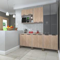 Imagem de Cozinha Compacta 5 Peças Com Vidro E Tampo Stylo Luciane Móveis Cinammon/cumaru