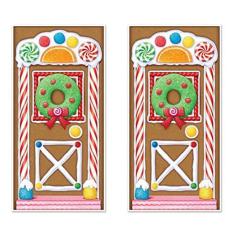 Imagem de Beistle Capas de porta de casa de biscoito de gengibre, 2 peças de artigos de festa de Natal, decoração de inverno, 76 x 1,5 m, multicoloridas
