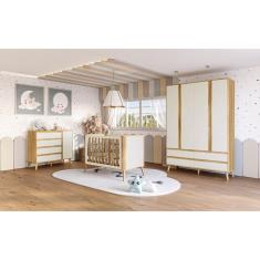 Imagem de Quarto Completo Bebe Moveis Peroba Berço 3x1 Theo mdf