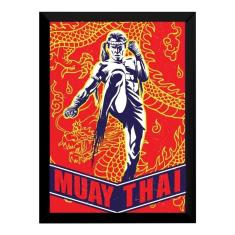 Imagem de Quadro Decorativo Retro Desenho Boxe Tailandes Muay Thai 42x