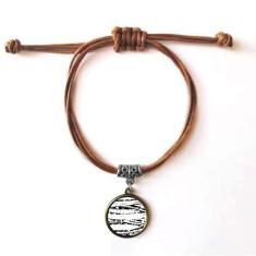 Imagem de DIYthinker Pulseira de couro com textura irregular escovada, pulseira de couro marrom joia presente