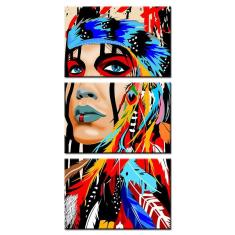 Imagem de Quadros Decorativo Sala Índia Americana Colorida 120X60Cm