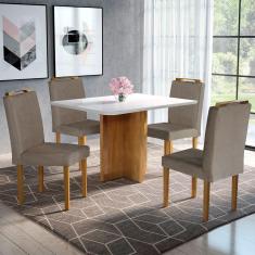 Imagem de Conjunto Sala De Jantar Mesa E 4 Cadeiras Jade Móveis Mix