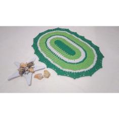 Imagem de Tapete De Porta Sala E Cozinha Crochê Oval Artesanal Verde
