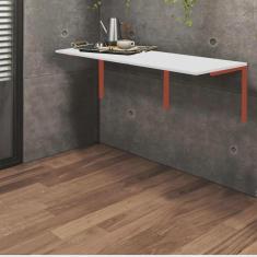Imagem de Mesa Suspensa de Estudos Parede 120cm Escritório Suporte Bronze mdf Branco - Ahz Móveis