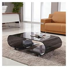 Imagem de Mesa lateral mesa de centro de vidro móvel com rodas rolantes, mesa de canto decorativa moderna clara, mesa de chá retangular para sala de estar, banheiro, quarto e mesa de centro de escritório para sala de estar (cor: