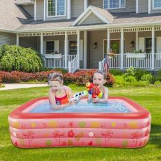 Imagem de Piscina Inflável Retangular Brastoy 300 Litros Criança Infantil Em PVC