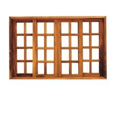 Imagem de Vitrô Correr 4 Folhas Qudariculado de Madeira Imbuia Reto 1,40 x 1,00 Rodam Natural