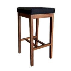 Imagem de Banqueta Alta Bali 74 Cm Madeira Maciça Suede Preto CCS