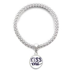 Imagem de DIYthinker Kiss Me Pulseira de prata com pingente redondo e citação fofa