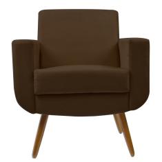 Imagem de Poltrona Decorativa Pés Palito Cristal Suede Marrom - DS Estofados