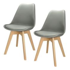 Imagem de Kit 2 Cadeiras Charles Eames Leda Luisa Saarinen Design Wood Estofada