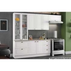 Imagem de Cozinha Completa Americana 5 Peças (2 Armários + 1 Balcão + 1 Paneleiro + 1 Complemento) C5P14 Branco - Henn