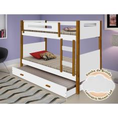 Imagem de Bicama Infantil Com Cama Auxiliar Branca E Amêndoa Branco