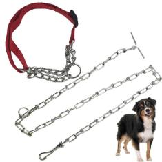 Imagem de Coleira Ajustavel Cachorro Guia Semi Enforcadora Corrente