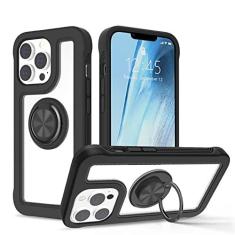 Imagem de 360 Capa protetora de telefone de camada dupla de corpo inteiro para iPhone 13 12 11 14 Pro Max XS 7 8 Plus Capa transparente com suporte para anel de dedo, preta, para iphone 12