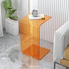 Imagem de Mesa de canto moderna, mesa lateral acrílica transparente, mesa de cabeceira em forma de C para escritório, mesa de sofá, mesa de centro pequena, mesa de cabeceira para quarto, sala de estar