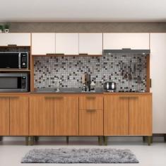 Imagem de Cozinha Modulada 6 Peças Iara 300cm X 193cm X 53cm Freijó/Off White