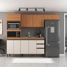 Imagem de Cozinha Completa Cecilia 8 Portas 3 Gavetas Freijó/Off White - Jcarvalho