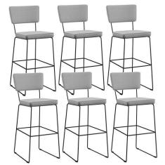 Imagem de Kit 06 Banquetas Alta Para Cozinha Sala De Jantar Base Aço Fixa Allana