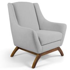 Imagem de Poltrona Decorativa Base Manu Madeira Juliet C-316 Linho  Claro - Domi