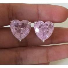 Imagem de Brinco de Pedra Coração Folheado a Prata