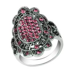 Imagem de MuYiYi11 Anel oval multicolorido, joia de festa feminina vintage, formato oval, strass, anel de dedo para presente