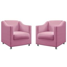Imagem de Kit 2 Poltronas Decorativa Estofada Tilla Sued Rosê Aradecor