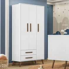 Imagem de Guarda-Roupa 3 Portas com 2 Gavetas Q Encanto Retrô Branco / Branco