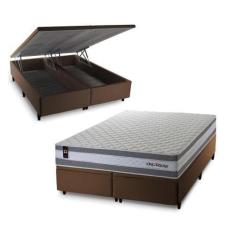 Imagem de Conjunto Box Baú Alpine Cinza 158X198x72 C/ Molas Ensacadas - King Hou