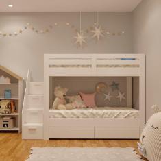 Imagem de Beliche Infantil/juvenil Star Plus com 2 Gavetas Branco - Casatema Branco