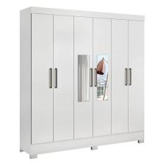 Imagem de Guarda Roupa Casal Prático 6 Portas Branco Com Espelho - Demóbile Branco
