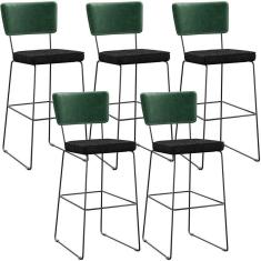 Imagem de Kit 05 Banquetas Altas Allana L02 Verde Musgo Chumbo