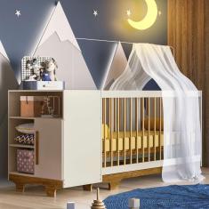 Imagem de Quarto de Bebê Completo Flocos 100% Mdf 1 Porta Off White/Ypê 4104 - Tigus Baby