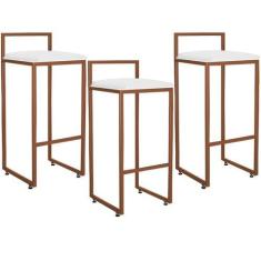 Imagem de Kit 03 Banquetas Alta Para Cozinha Sala De Jantar Hanna L02 Bronze Cor