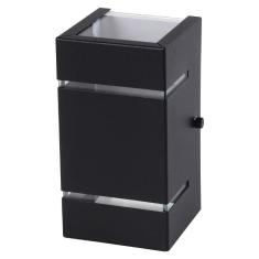 Imagem de Arandela Catarina 8cm 2 Fachos Frisos Externa Interna Parede Alumínio Preto - Rei da Iluminação