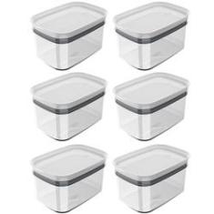 Imagem de Kit 6 Potes Herméticos Retangulares Pequenos com Tampa 650ml Porta Mantimentos Cozinha 