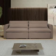Imagem de Sofá Cama 3 Lugares Aurora Retrátil Veludo Bege Escuro - Celflex