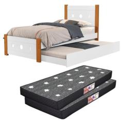 Imagem de Cama Solteiro Bicama Auxiliar 2 Colchões Resistente Sol Cor - Anyben