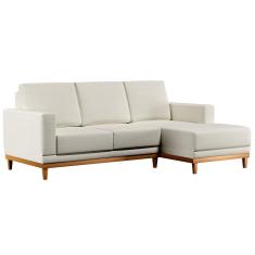 Imagem de Sofá Living 200cm 3 Lugares Com Chaise Esquerdo Kayrós D05 Linho Cru - Mpozenato