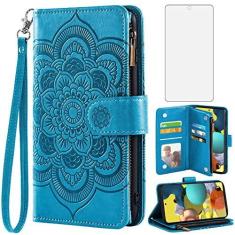 Imagem de Asuwish Capa carteira compatível com Samsung Galaxy A51 5G/A 51 5G UW Verizon e protetor de tela de vidro temperado de couro com suporte de cartão para celular para Glaxay 51A G5 Gaxaly S51 mulheres