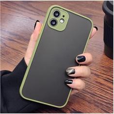 Imagem de Estojo fosco à prova de choque para iPhone 14 13 12 11 Pro Max XR XS X 7 8 Plus SE Mini amortecedor de silicone de luxo Capa dura transparente, verde, para iPhone11 Pro Max
