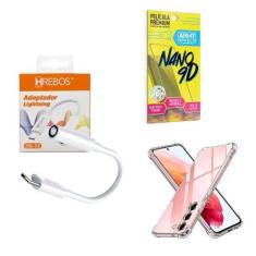 Imagem de Capa Samsung S23plus + Adaptador P2 P Tipo C + Película 9D - Armyshiel