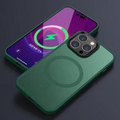 Imagem de Capa de telefone fosca translúcida fosca para iphone 15 14 13 12 11 pro max plus capa magnética de carregamento sem fio, verde, para iphone 12pro