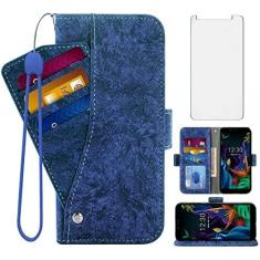 Imagem de Asuwish Capa carteira compatível com LG K20 2019 e protetor de tela de vidro temperado, suporte de cartão, suporte de suporte, acessórios de celular, capa flip de couro para celular LM-X120BMW,