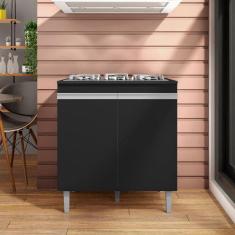 Imagem de Balcão Para Cooktop De 4 E 5 Bocas Com Tampo Andréia Preto - Ajl Móveis